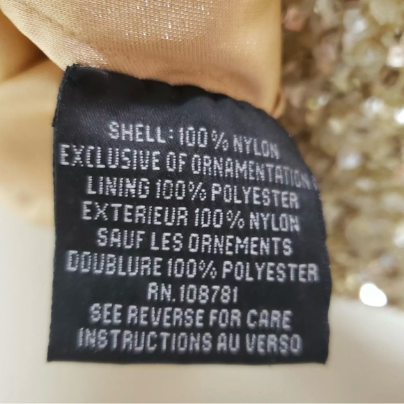 Aidan Mattox Gold Sequin Pearl Mini 1-Shoulder Holiday Party Dress  Sz 4 w/ Flaw - Picture 9 of 15